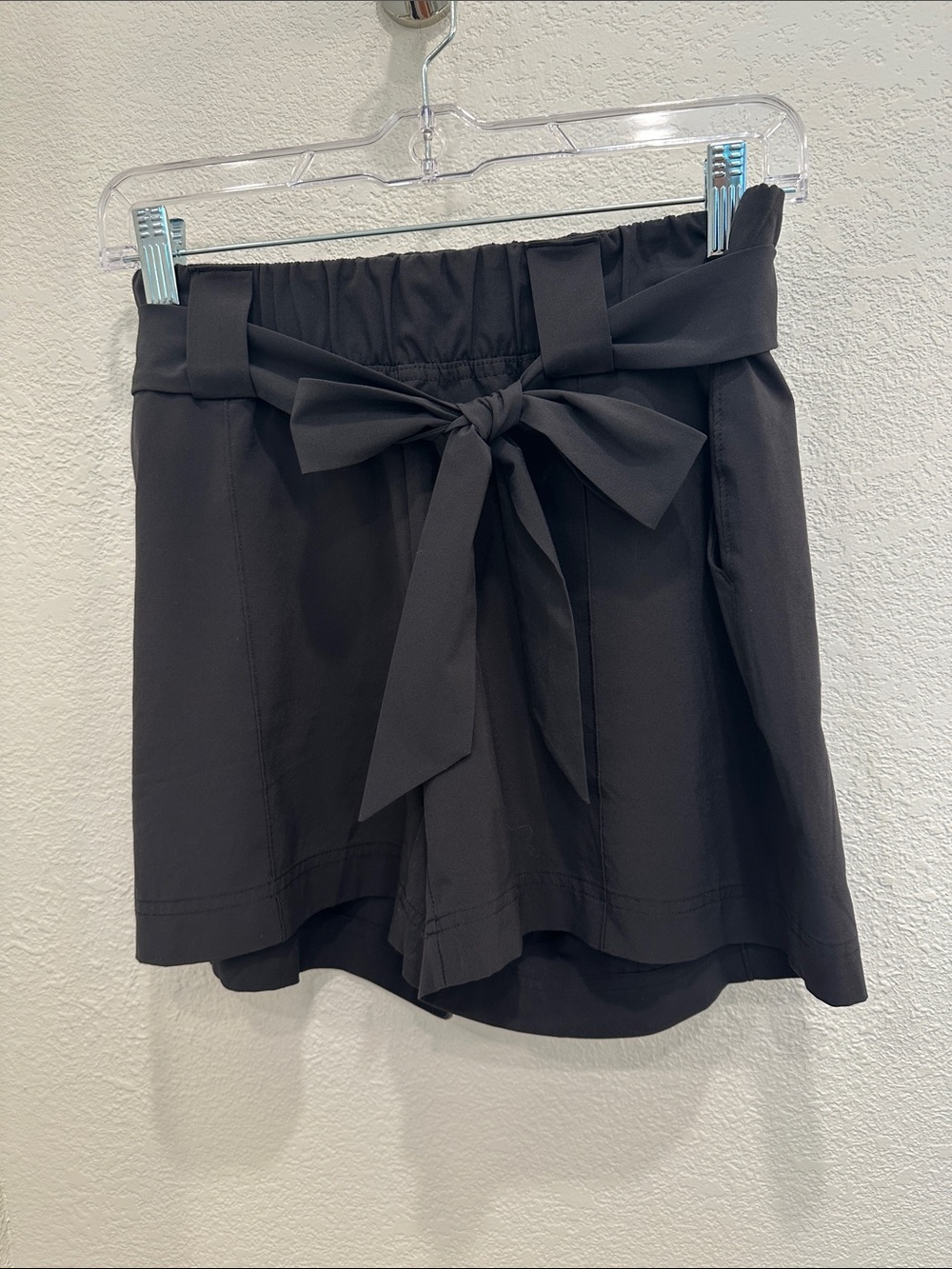 Athleta Black Paperbag Tie-Waist Shorts